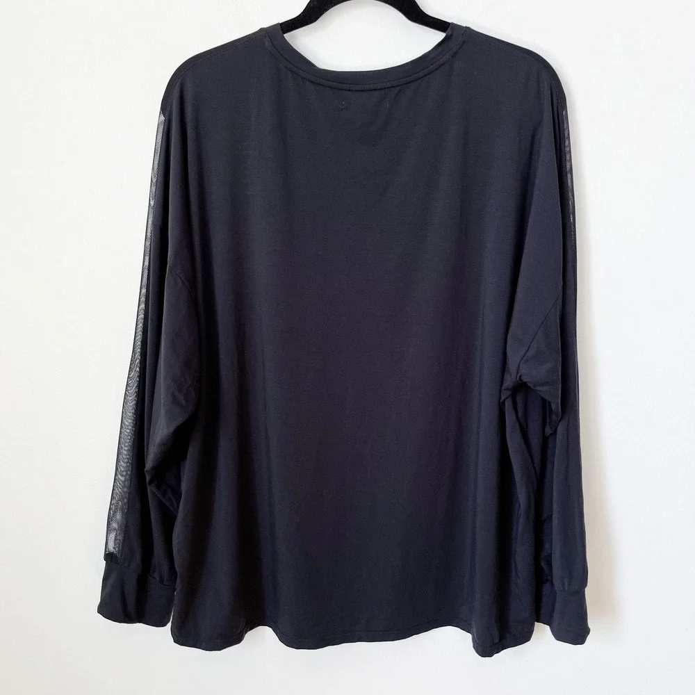 Honeylove BlissWear Long Sleeve Top Mesh Soft Breathable High-Low Women XL Black